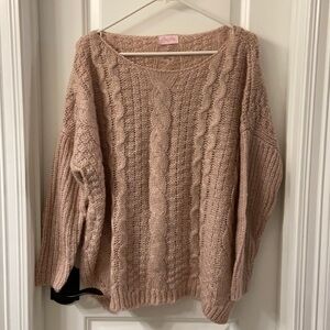Pink Lily Oversized Cable Knit Sweater
